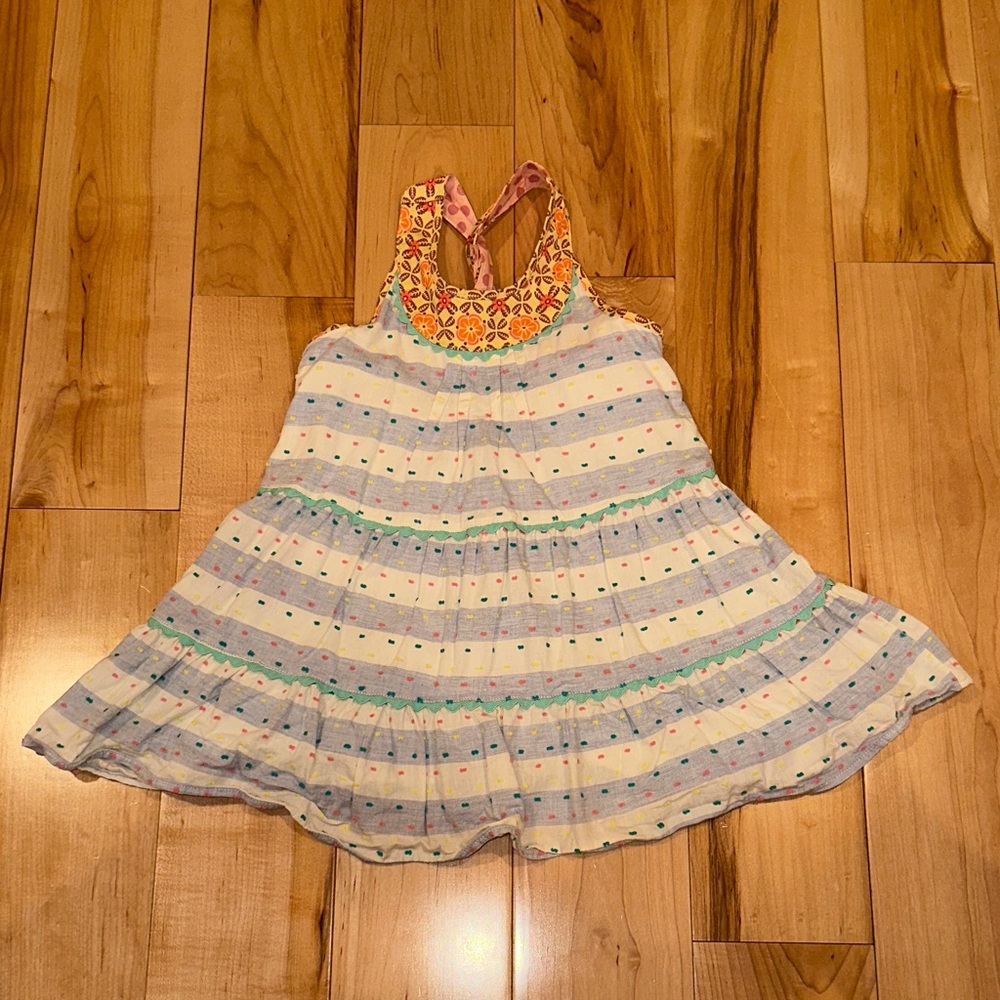 Matilda Jane Multicolor Striped Dress with Floral Neckline